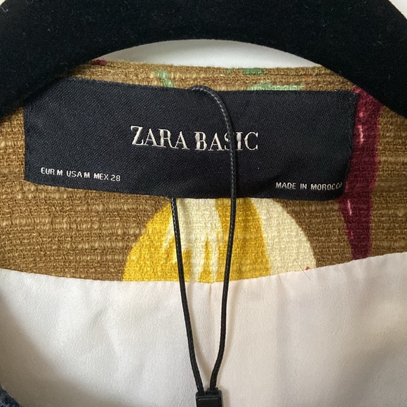 023 ZARA BASIC ⚜️ MUSTARD TROPICAL PRINTED FLORAL BLAZER COAT JACKET - Picture 8 of 13